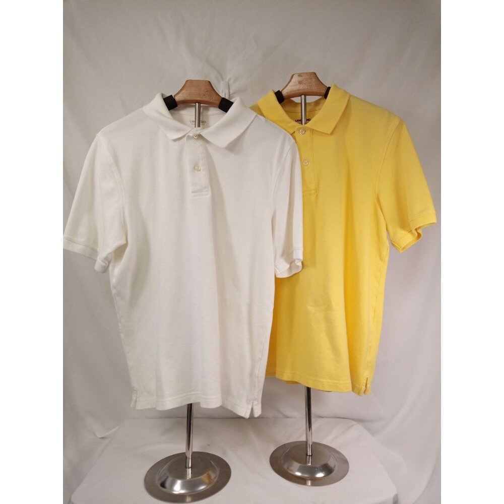 Land's End Men's White Yellow Polos Size Medium (38/40)